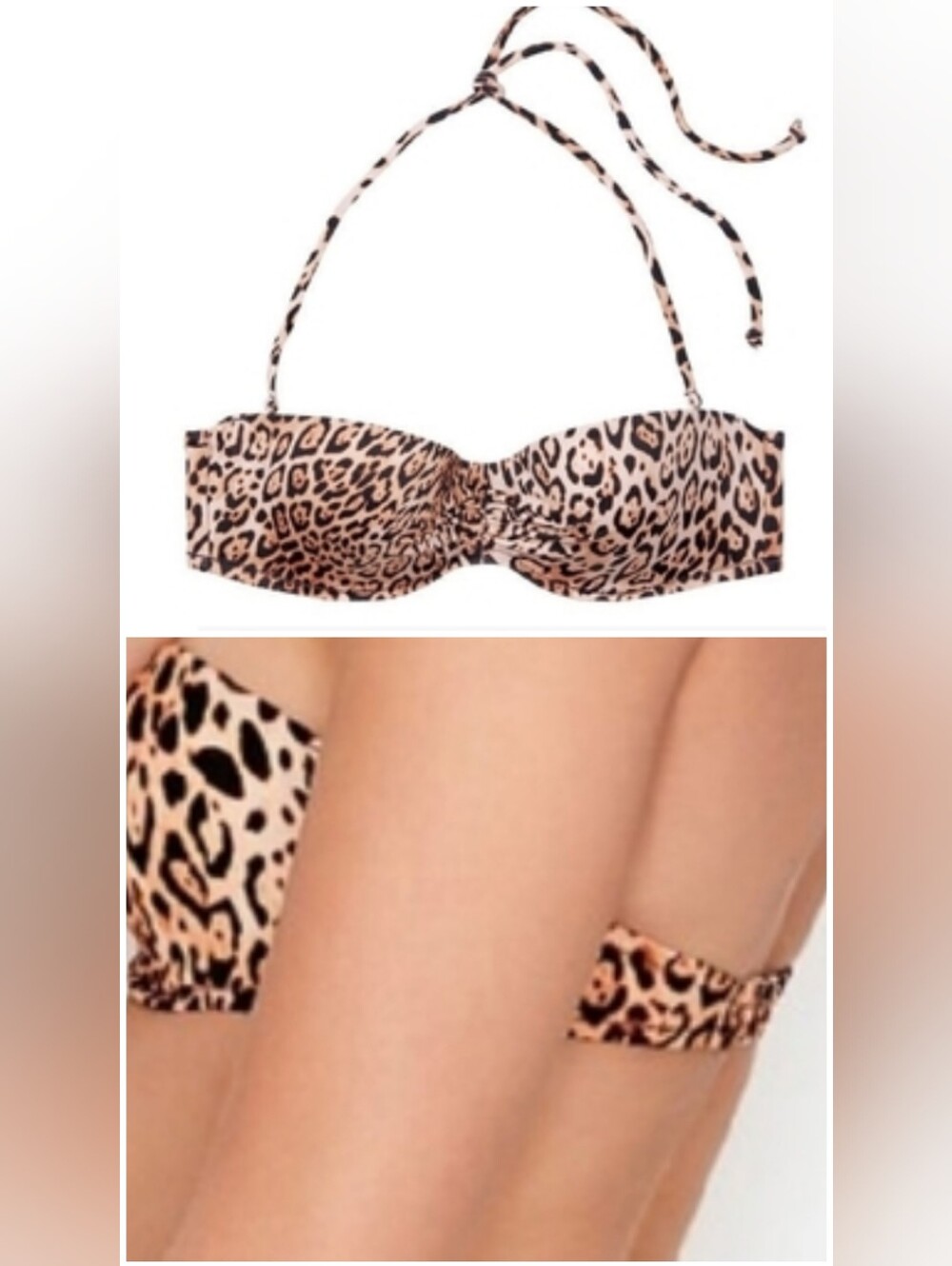 Victoria's secret Malta bandeau LEOPARD bikini swim top 34B